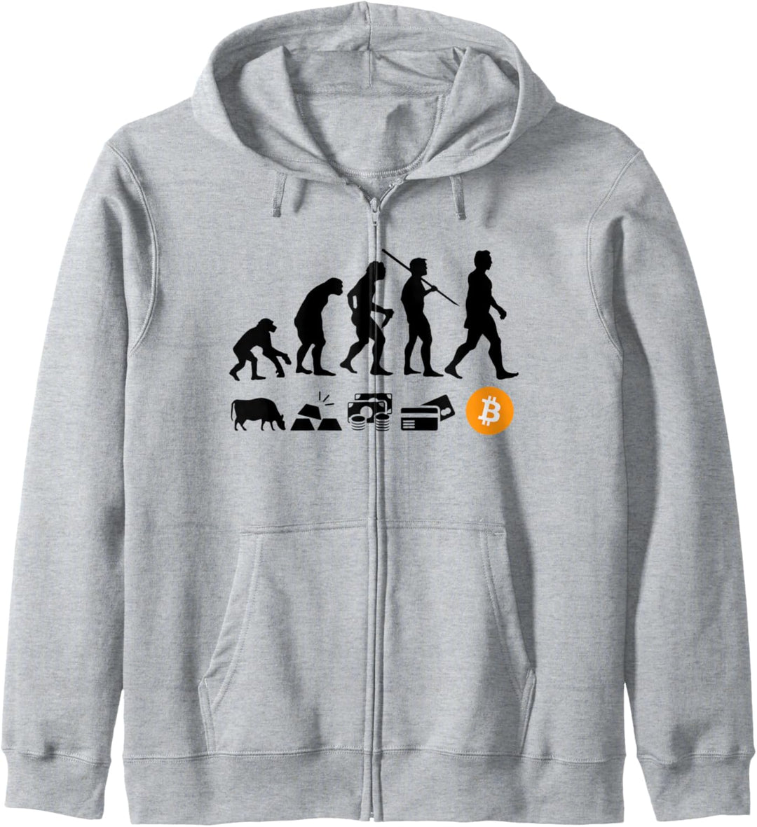 Bitcoin Evolution of Money | Ein weisses Shirt | BTC Crypto Kapuzenjacke