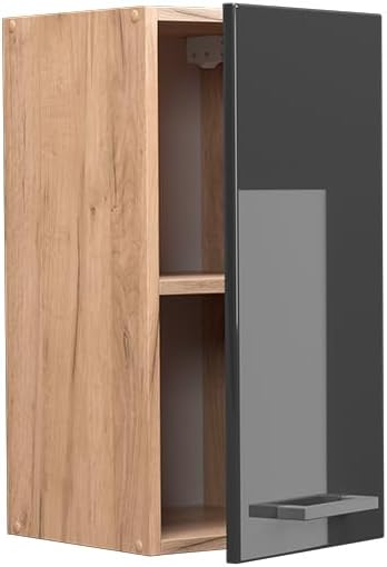 Vicco Hängeschrank R-Line, Anthrazit Hochglanz/Goldkraft Eiche, 30 cm Anthrazit Hochglanz Hängeschra
