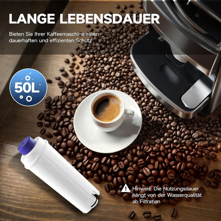 AQUALTRA Kaffee Wasserfilter Ersatz für DLSC002, SER3017 & 5513292811, Kompatibel mit De'Longhi ECAM