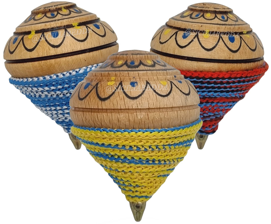 sicilia bedda - Sizilianischer Kreisel aus Holz - Fantastisches Spiel für Klein und Gross - 8 cm - 1