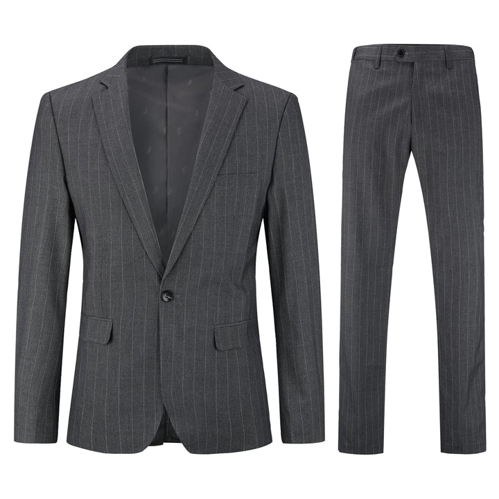 YOUTHUP Herren 2 Teilig Anzug Regular Fit Vertikale Streifen Anzüge Formale Herrenanzug für Hochzeit