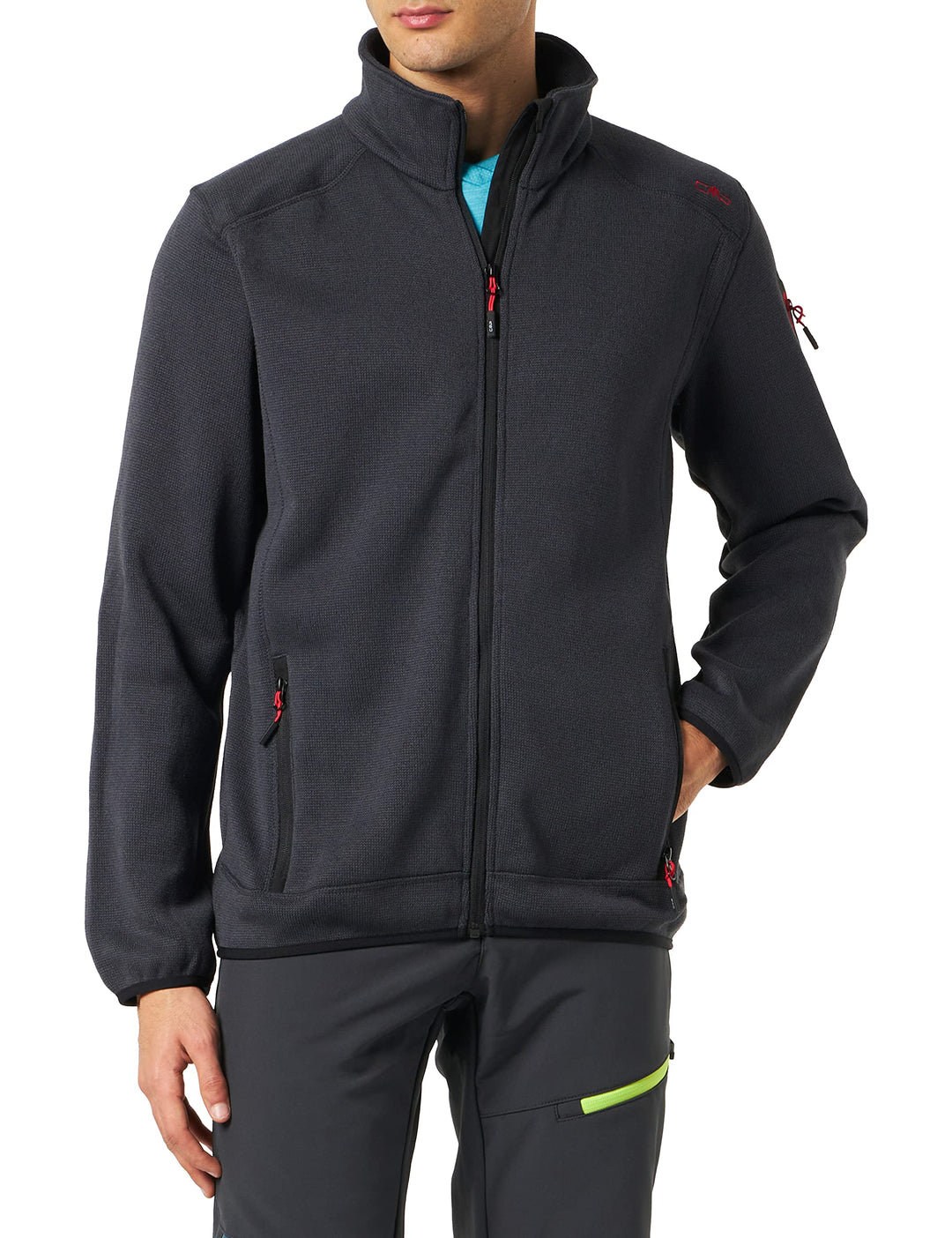 CMP Herren Knit tech mélange Fleece Jacket Fleecejacke 46 Anthrazit-Ferrari, 46 Anthrazit-Ferrari