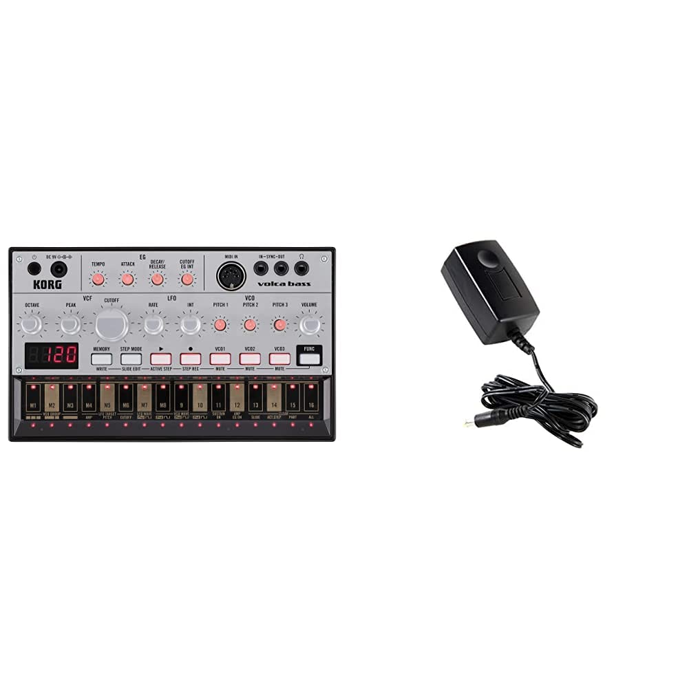 Korg VOLCA-BASS Analog-Synthesizer Schwarz & KA350 Stromversorgung für Monotribe KORG volca bass Bun