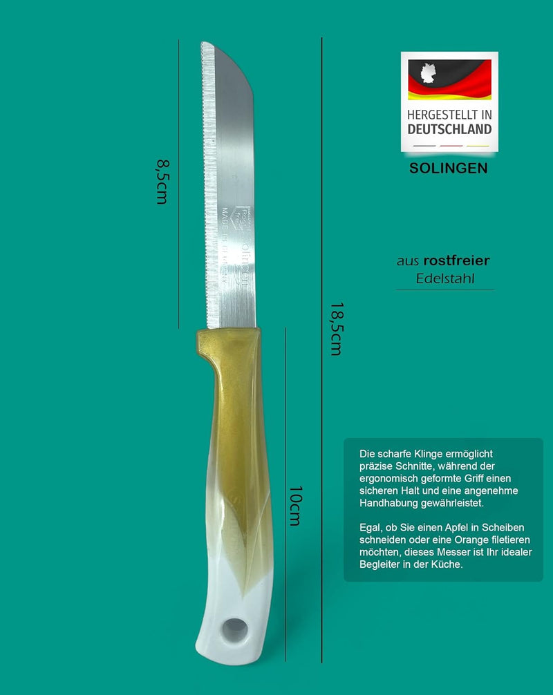 CLEARFEE Solingen Obsmesser Schälmesser Made in Germany aus Edelstahl Gemüsemesser Allzweckmesser Al