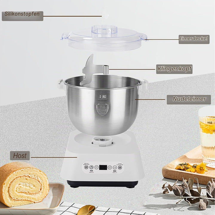 7L Edelstahl Teigmehl Mixer, Elektrischer Teigbereiter mit Fermentfunktion, Vollautomatische Teigkne