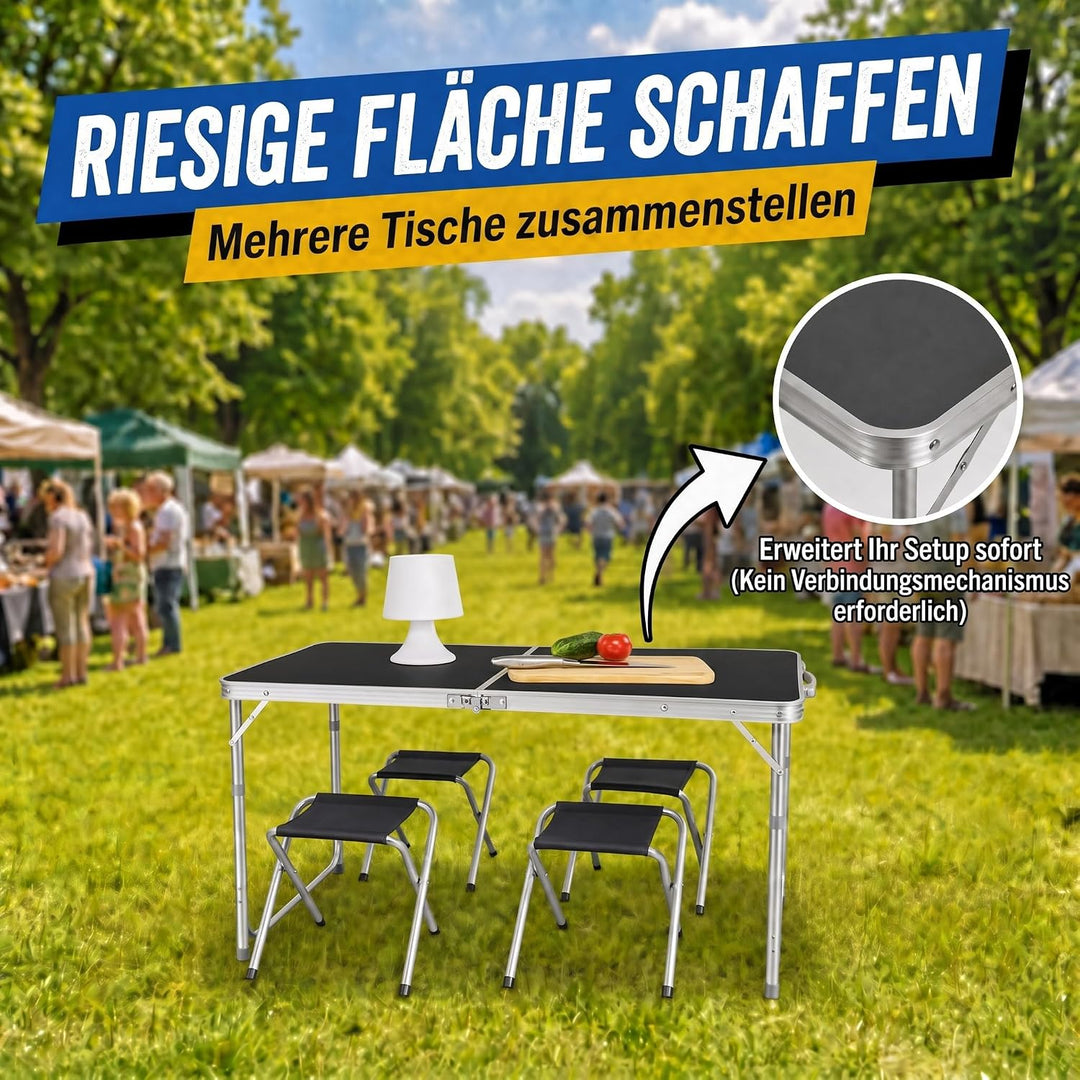 GOODS+GADGETS Klappbarer Multifunktionstisch Mehrzwecktisch Campingtisch Camping-Set Klapptisch Mark