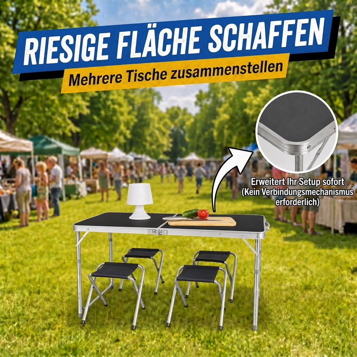 GOODS+GADGETS Klappbarer Multifunktionstisch Mehrzwecktisch Campingtisch Camping-Set Klapptisch Mark