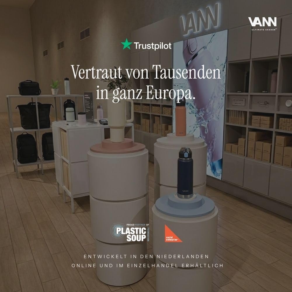 VANN Shaker Proteinshake 750ML - Thermo Shaker Edelstahl [12h kalt], Ideal als Schüttelbecher [Gym,