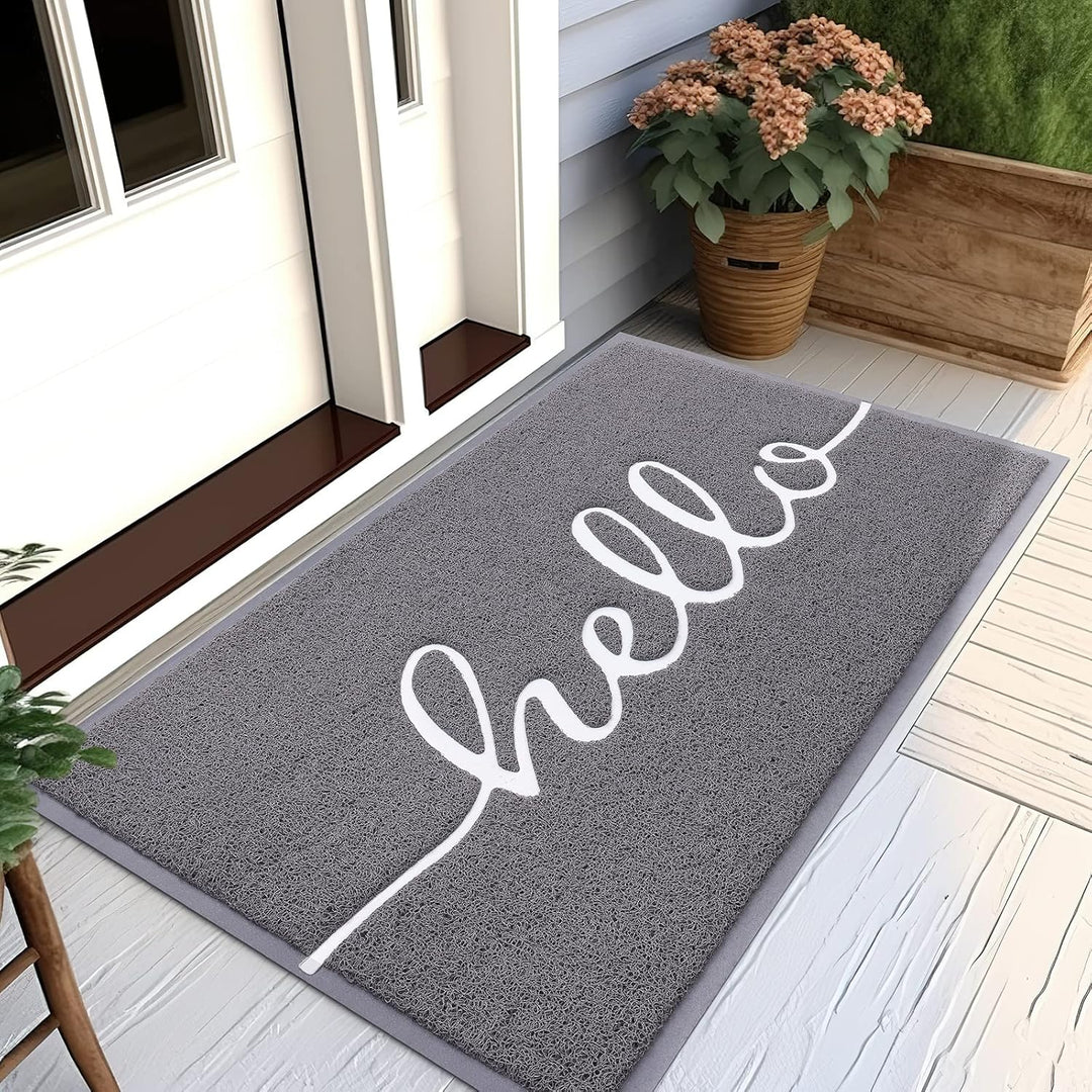 Homaxy Hello Fussmatte aussen und innen, rutschfeste Schmutzfangmatte Türmatte, waschbar Fussmatte a