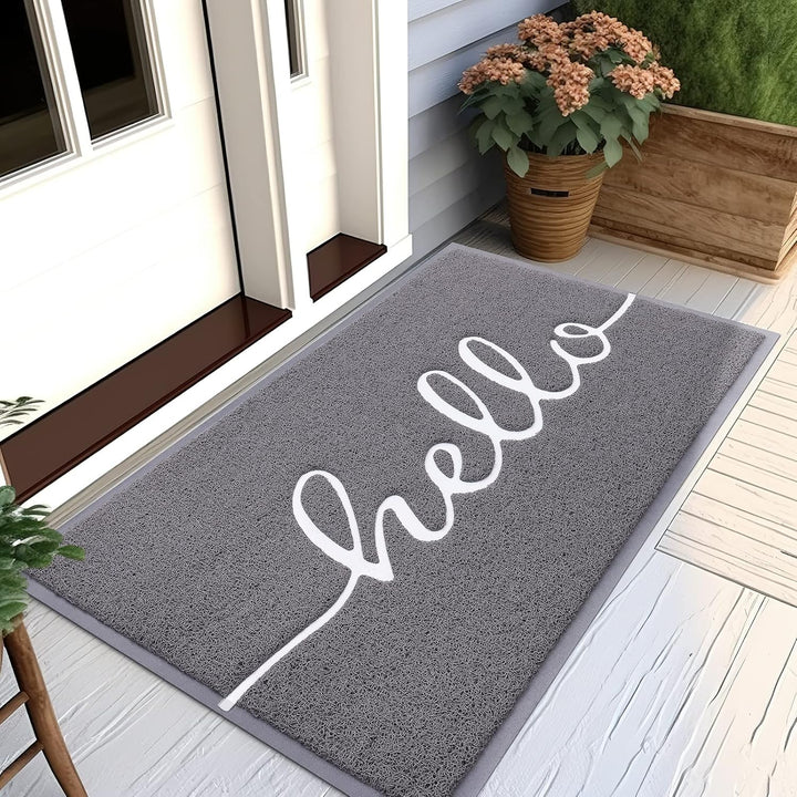 Homaxy Hello Fussmatte aussen und innen, rutschfeste Schmutzfangmatte Türmatte, waschbar Fussmatte a