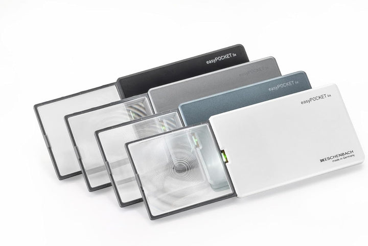 Eschenbach Optik Lupe easyPOCKET mit 3X-Vergrösserung und LED Beleuchtung in Schwarz - Made in Germa
