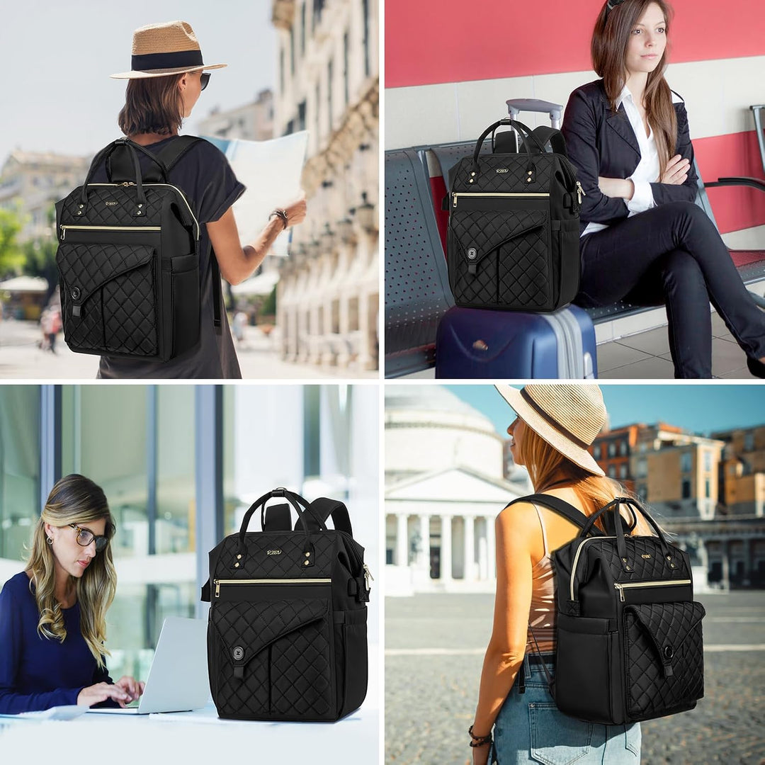 Rucksack Damen, 15,6 Zoll Rucksack Schulrucksack Mädchen Teenager mit USB Ladeanschluss, Schultasche