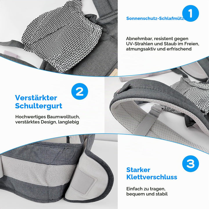 Babytrage Neugeborene ab Geburt für 3–36 Monate, Baumwolle Ergonomische Trage Baby mit Hüftsitz, Bab