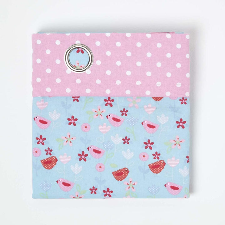 Homescapes Kindervorhang Mädchen Kinderzimmer Ösenvorhang Fensterdekoration Vögeln und Blumen 2 Stüc