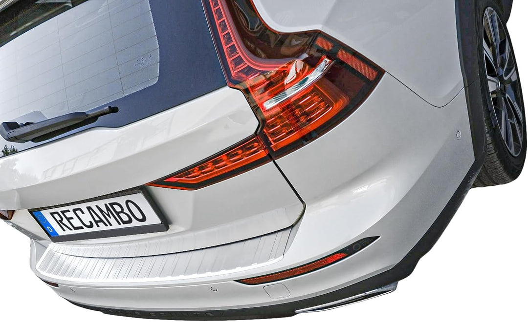RECAMBO Ladekantenschutz Edelstahl matt gebürstet mit Textur - kompatibel für Volvo V60 2 - BJ ab 20