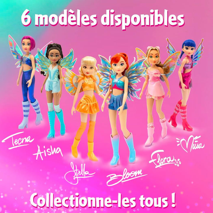 Winx Club Fairy Doll – Aisha with Glitter Wings & Poseable Joints – Transformation Outfit – Removabl