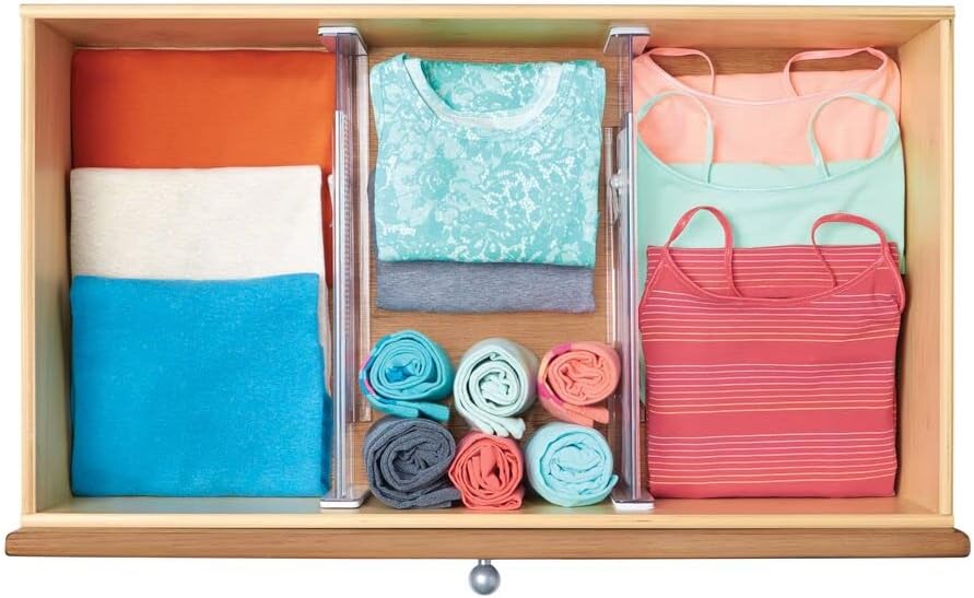 mDesign 8er-Set verstellbarer Schubladeneinsatz – praktischer Schubladen Organizer für Schrank und K