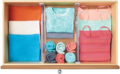 mDesign 8er-Set verstellbarer Schubladeneinsatz – praktischer Schubladen Organizer für Schrank und K