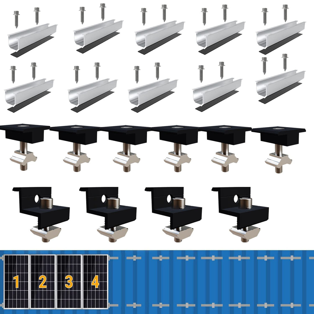 Solarmodul Halterung Kit 12cm und Zubehör Schwarz Eloxiert 30-35mm Verstellbar,Halterung für Solarmo