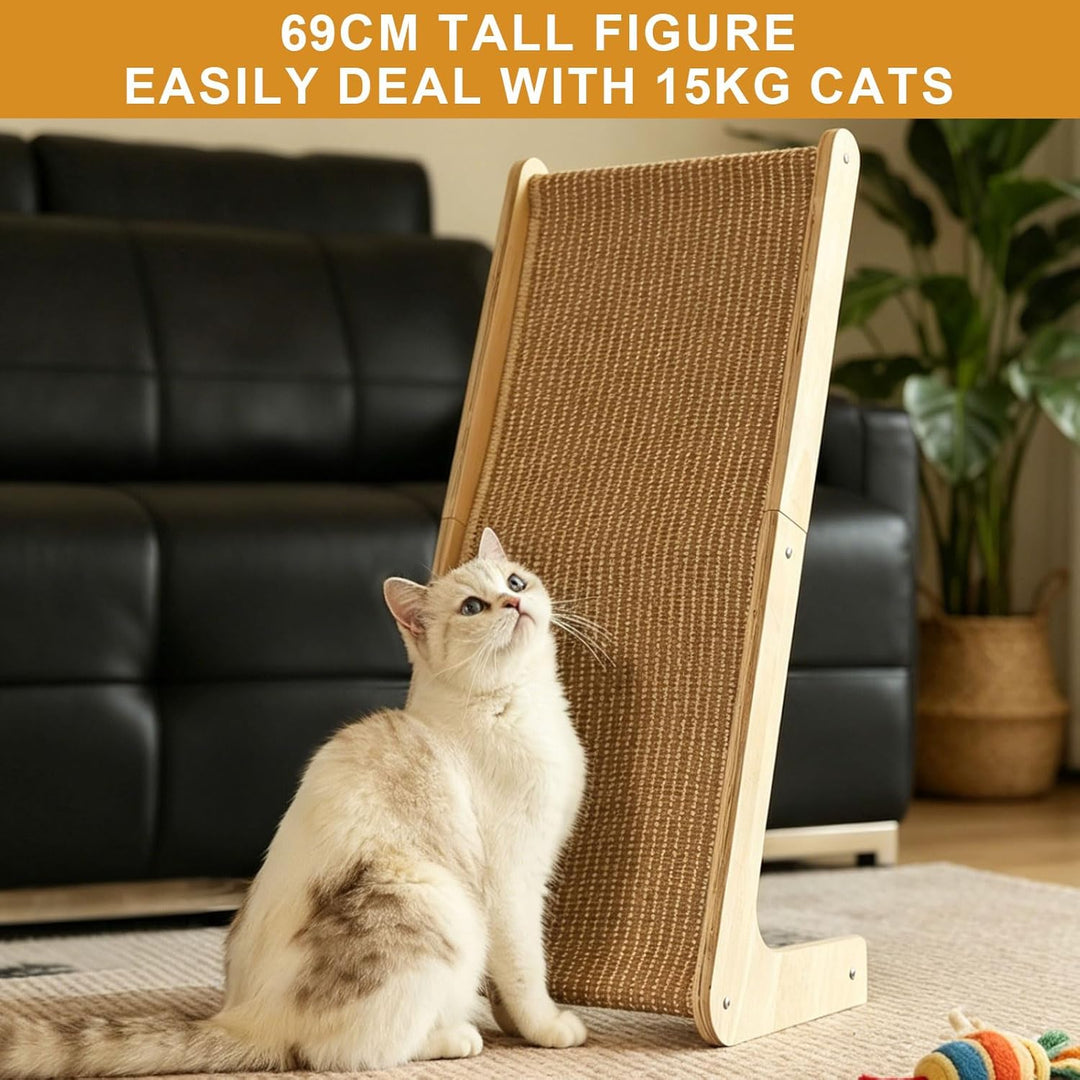 Kratzbretter Katze Kratzsäule – 68 cm H Dual-Use Katzen Kratzbrett - L-förmige Massivholz &amp; Sisal fü