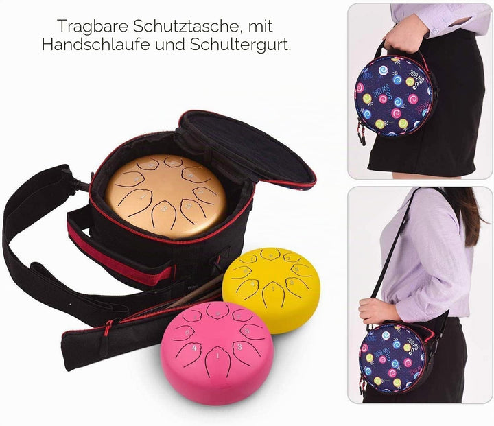 Musfunny Steel Tongue Drum Zungentrommel : 6 Zoll 8 Noten C-Dur Handpan Instrument - Stahlzungentrom