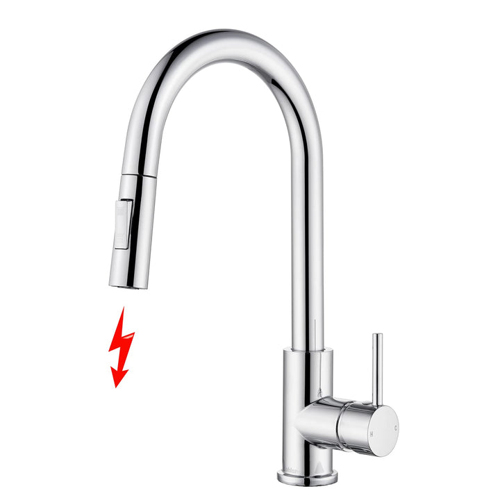 Tohlar Niederdruck Armatur Küche mit Ausziehbare Brause, Niederdruck Wasserhahn Küche 360° Drehbar M