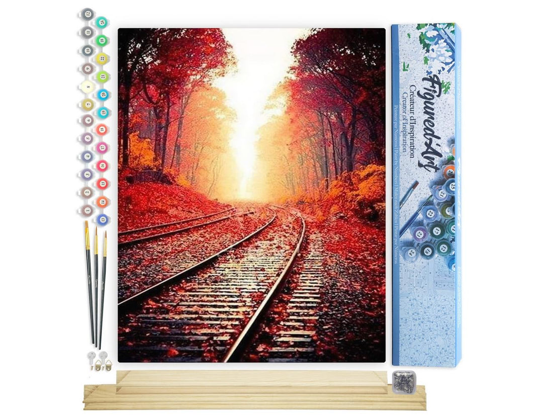 Figured'Art Malen Nach Zahlen Erwachsene Mit Rahmen Schienen im Herbst - Paint by Numbers Basteln DI