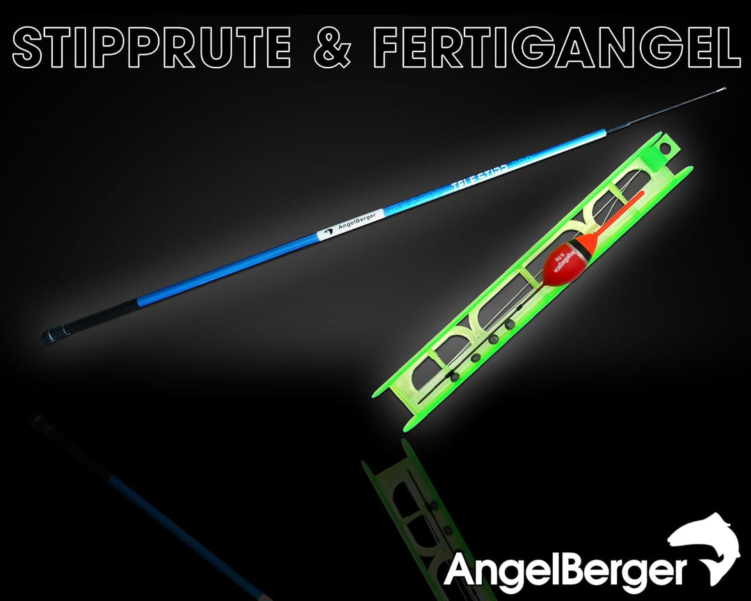 Angel-Berger Stipprute mit Fertigangel Pole Rod Kinderangel Köderfischangel Polerute Stippe Angel Se