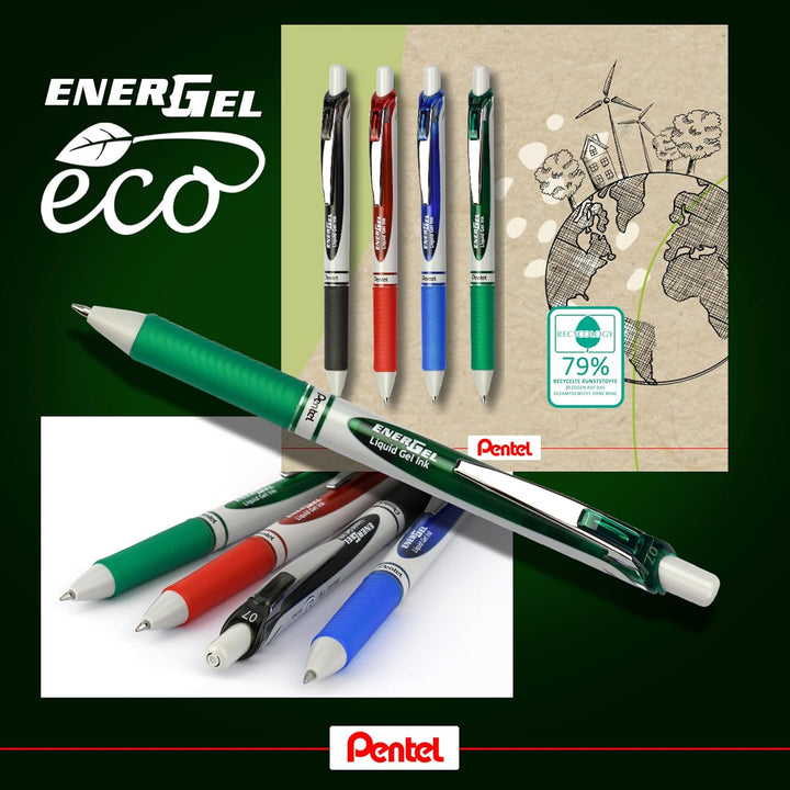 Pentel BL77E-CX EnerGel Eco Gel-Tintenroller mit Druckmechanik, gefertigt mit 79% recycelten Materia