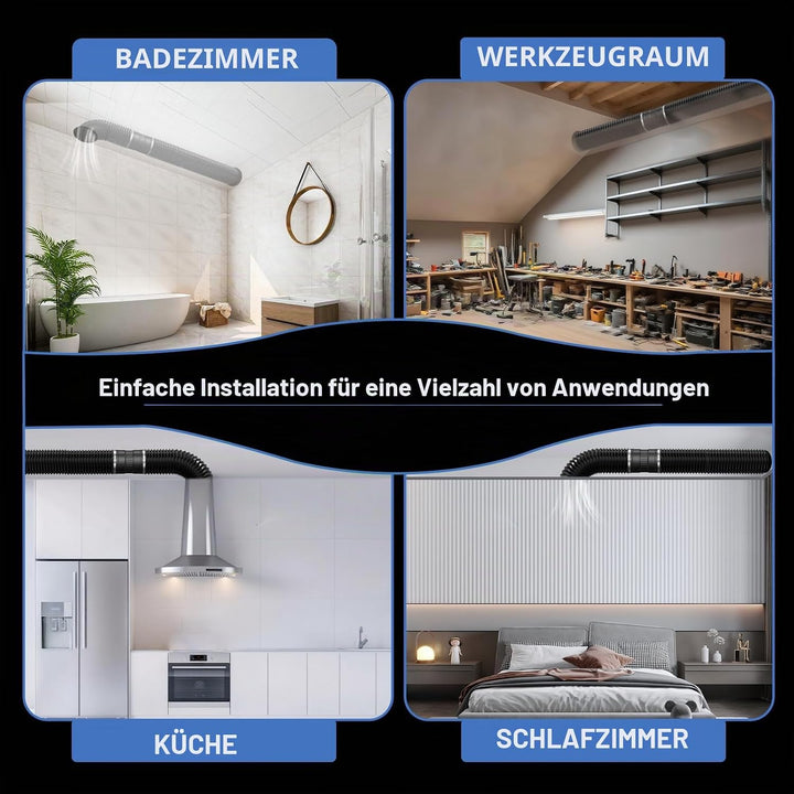 Regelbar Rohrventilator 150mm, Rohrlüfter 587m³/h, Abluftventilator mit Stecker Upgrade Controller,