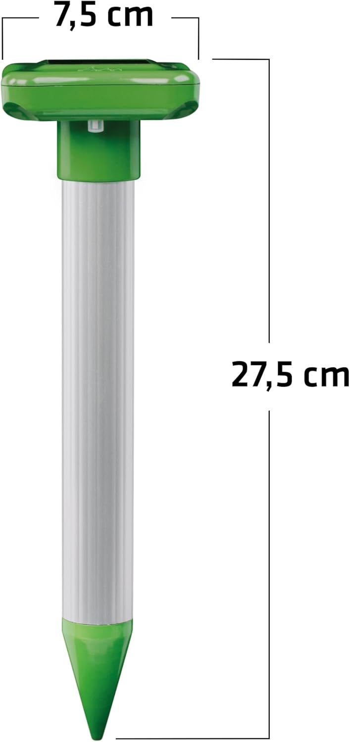 GARDIGO® Maulwurfvertreiber mit Solar und integriertem Akku 4er Set I Maulwurfschreck I Wühlmausvert