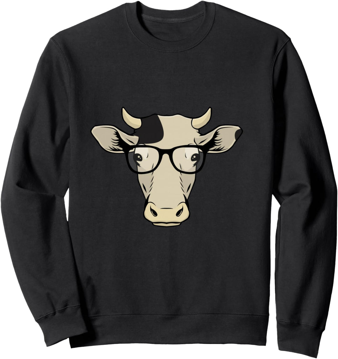 Lustige Hipster Kuh In Brille Vieh Auge Brille Geschenk Sweatshirt