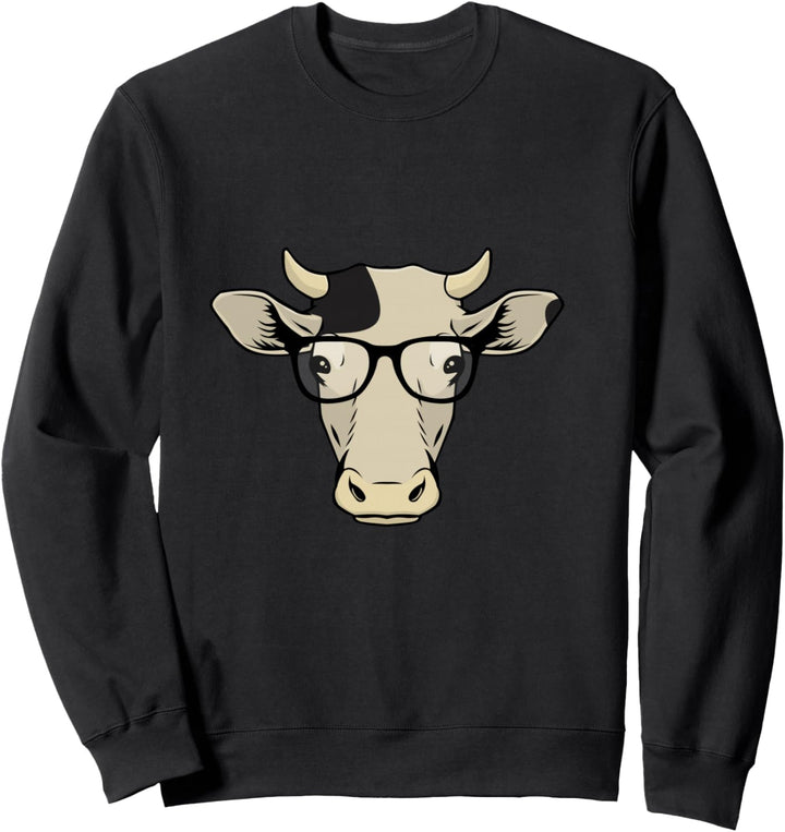 Lustige Hipster Kuh In Brille Vieh Auge Brille Geschenk Sweatshirt