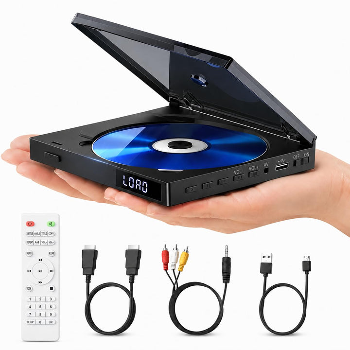 MINI DVD Player HDMI, 1080P Kleiner DVD Player für TV | Alle Regionen Frei, Speicherwiedergabe mit H