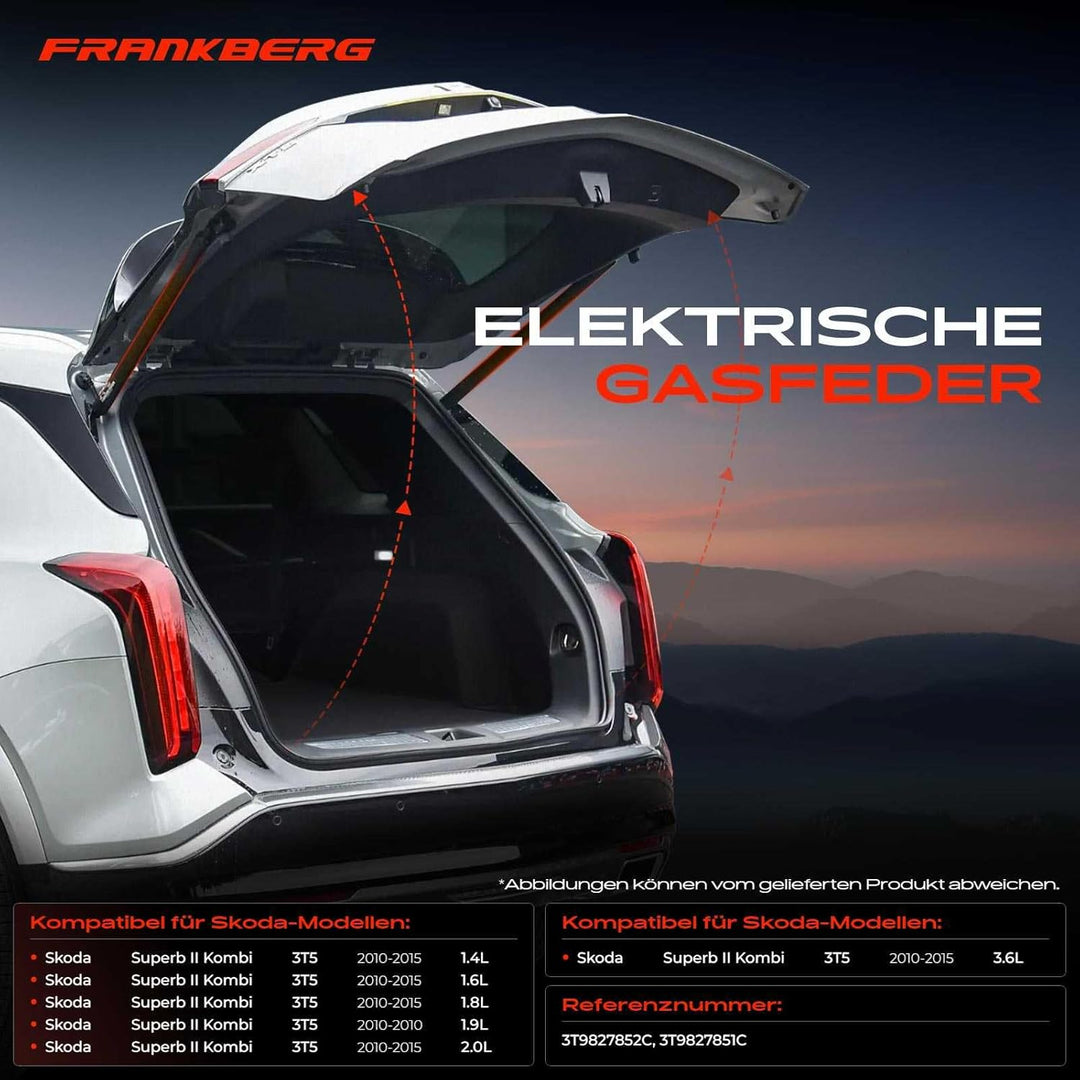 Frankberg 2x Elektrische Gasfeder Gasdruckfeder Heckklappe Links Rechts Kompatibel mit Superb II 3T5