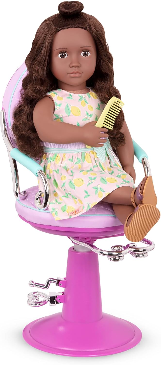 Our Generation - Sitting Pretty Salon Stuhl - Verstellbarer Salonstuhl Spielset - Haartrockner & Sty