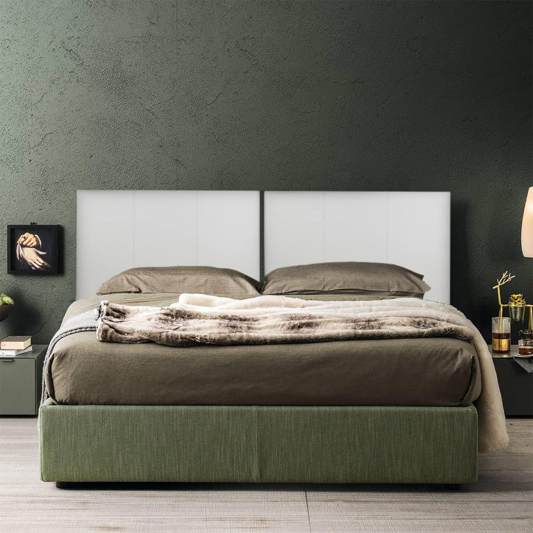 P17 | Kopfteil aus Kunstleder | 80 x 60 | gestreift | Einzelbett | (Weiss) 80 x 60 cm Eco Leather -
