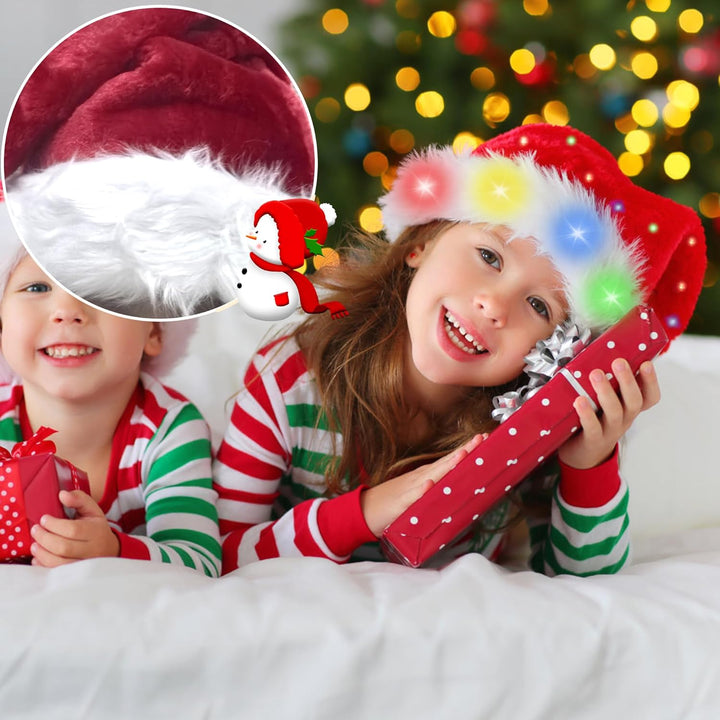 songyea Weihnachtsmütze, Farbe LED Lichter Weihnachtsmütze, Erwachsene Weihnachtsmütze Rot, Nikolaus