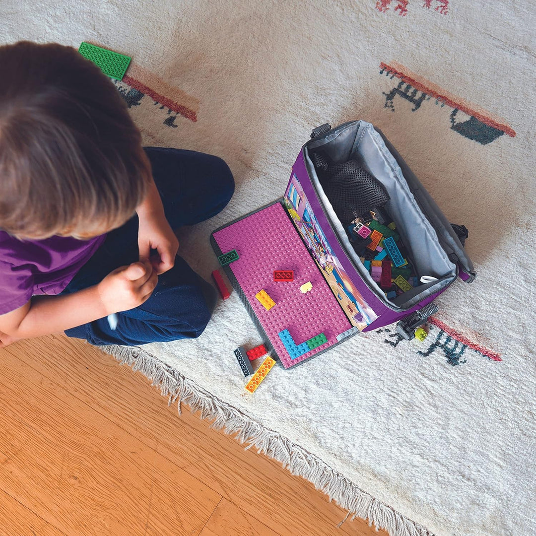 fantifant Baustein Tasche für Lego mit ausklappbarer Bauplatte kompatibel mit Lego Tasche MIT AUSTAU