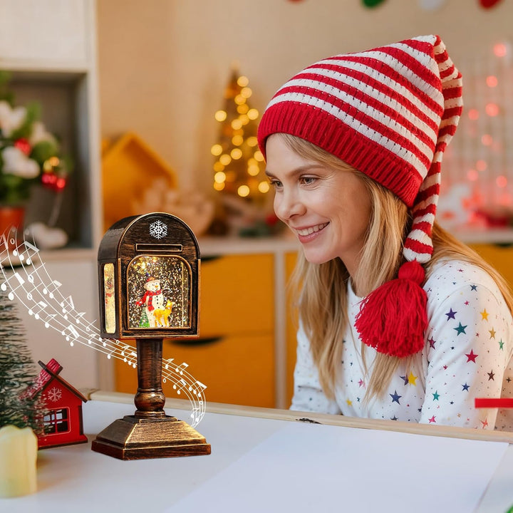 Weihnachtsdeko Laterne, Weihnachtslaterne, Weihnachts Schneekugel Laterne mit Musik, Weihnachts Schn