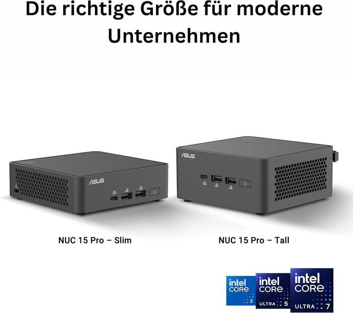 ASUS NUC 15 Pro Tall Kit RNUC15CRHI300002 (Intel Core i3 Prozessor, Arc Grafik, WiFi 7, Bluetooth 5.