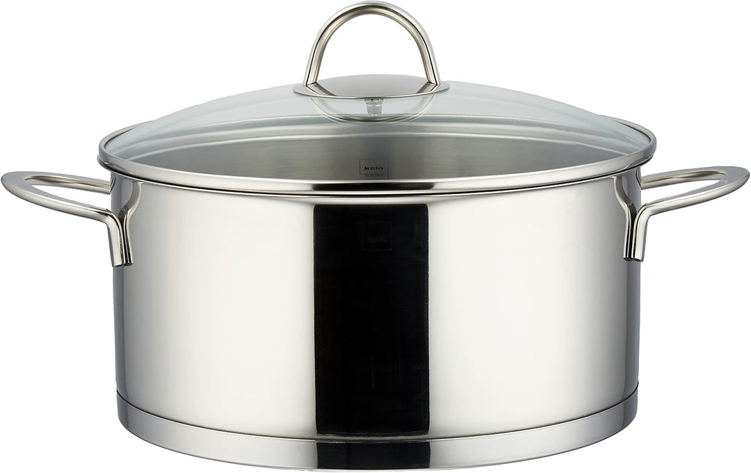 Kela 10957 Bratentopf, 5 l Fassungsvermögen, 16 cm Durchmesser, 18/10 Edelstahl mit Glanzoptik, Indu