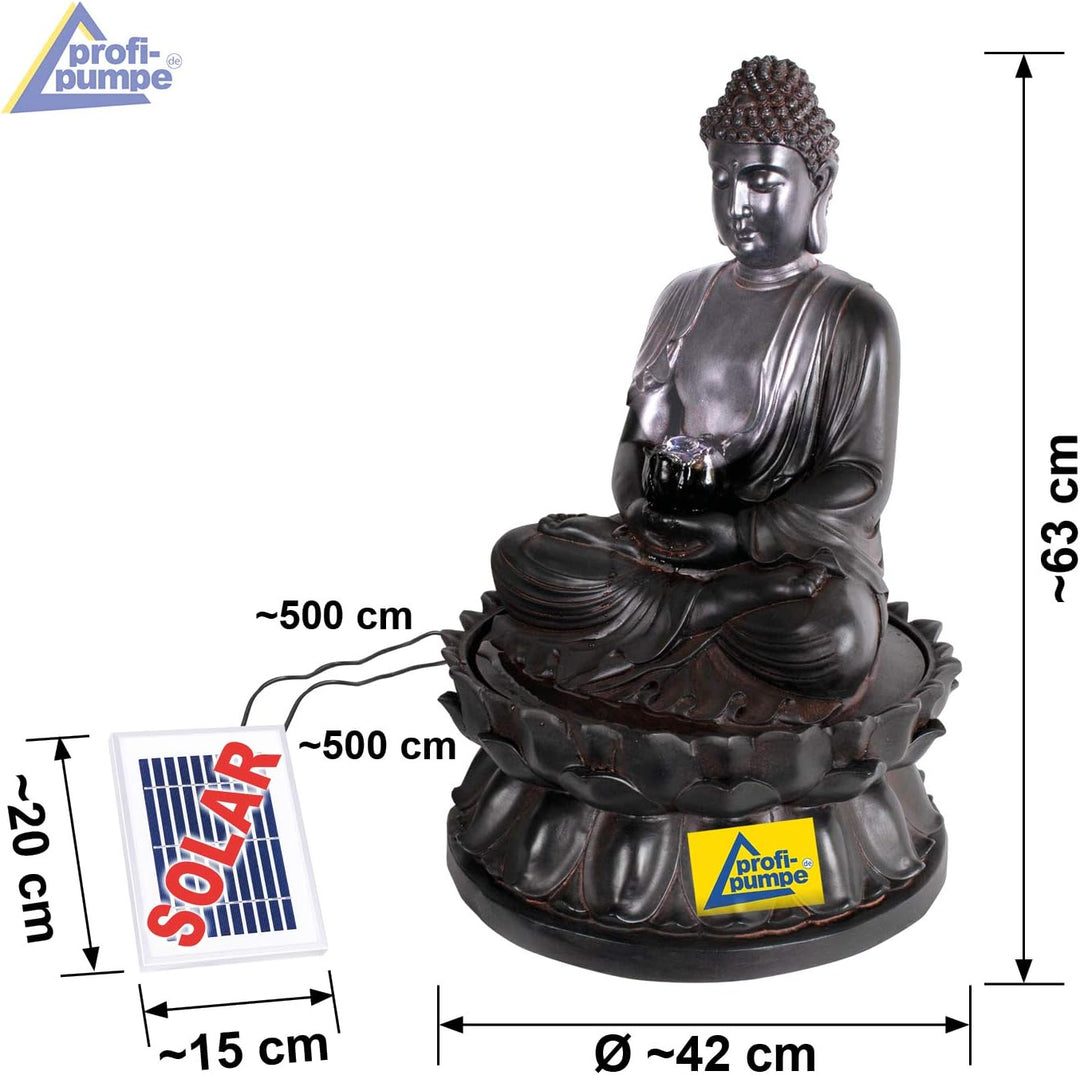 Gartenbrunnen Solarbrunnen Brunnen Buddha-Eternity Vogelbad Wasserfall, Gartendeko mit Pumpe, Wasser
