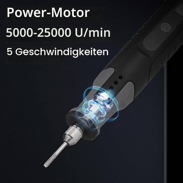 Mini-Akku-Rotationswerkzeug-Set, 25.000 U/min, 5 Geschwindigkeiten, Schnitzwerkzeuge, angetrieben du