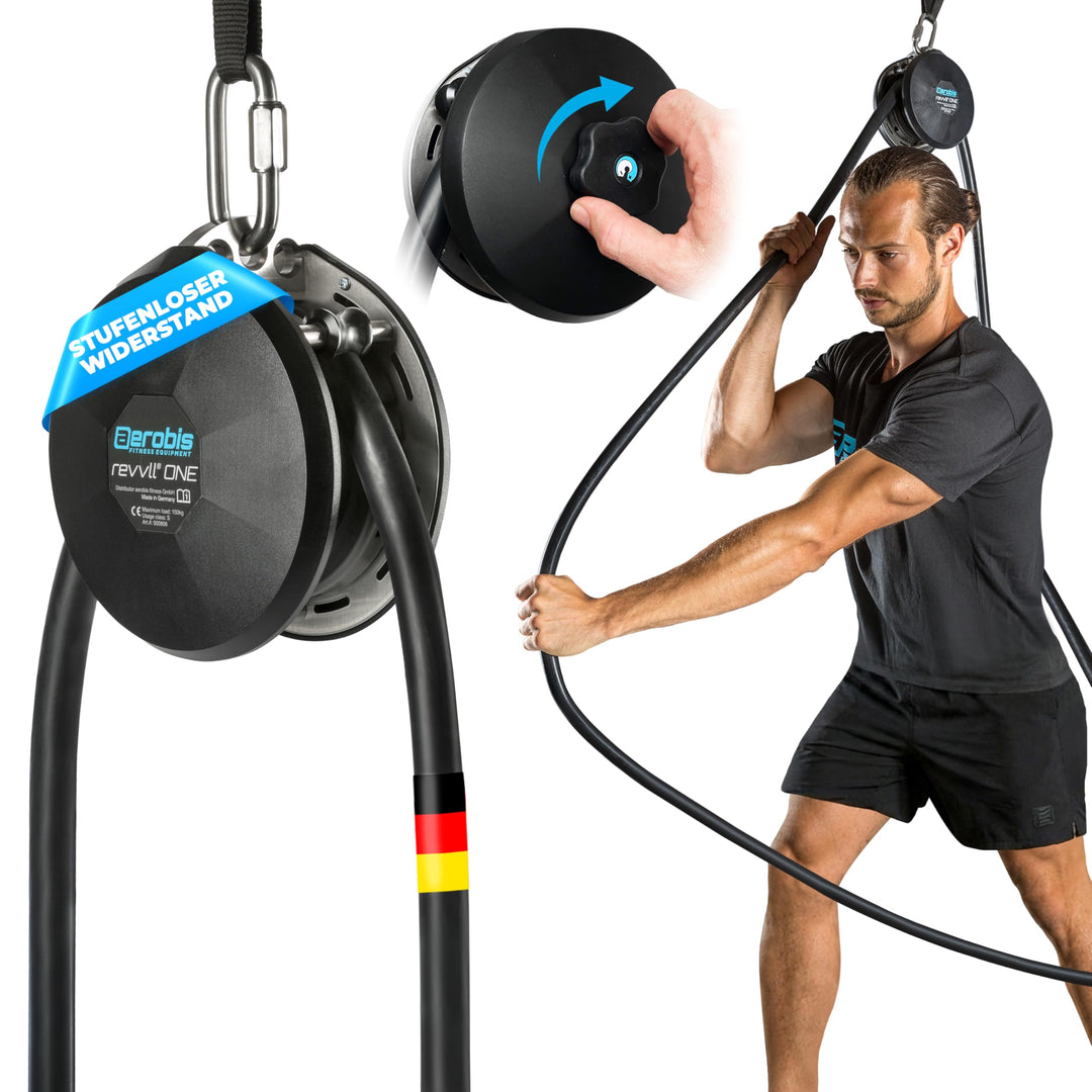 aerobis® revvll ONE | Endlos Seil Trainer | Variabler Widerstand, platzsparend, leicht | Klettertrai