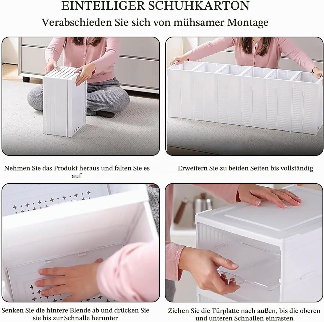 EMHTHME Schuhboxen Stapelbar Transparent mit Deckel, Schuhaufbewahrungsbox, Schuh-Organizer aus Kuns