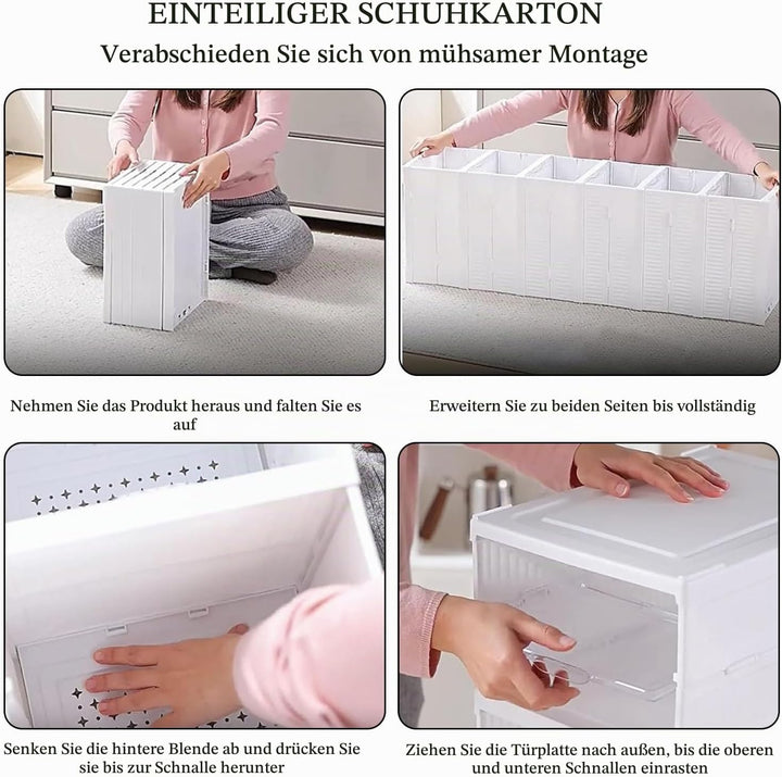 EMHTHME Schuhboxen Stapelbar Transparent mit Deckel, Schuhaufbewahrungsbox, Schuh-Organizer aus Kuns