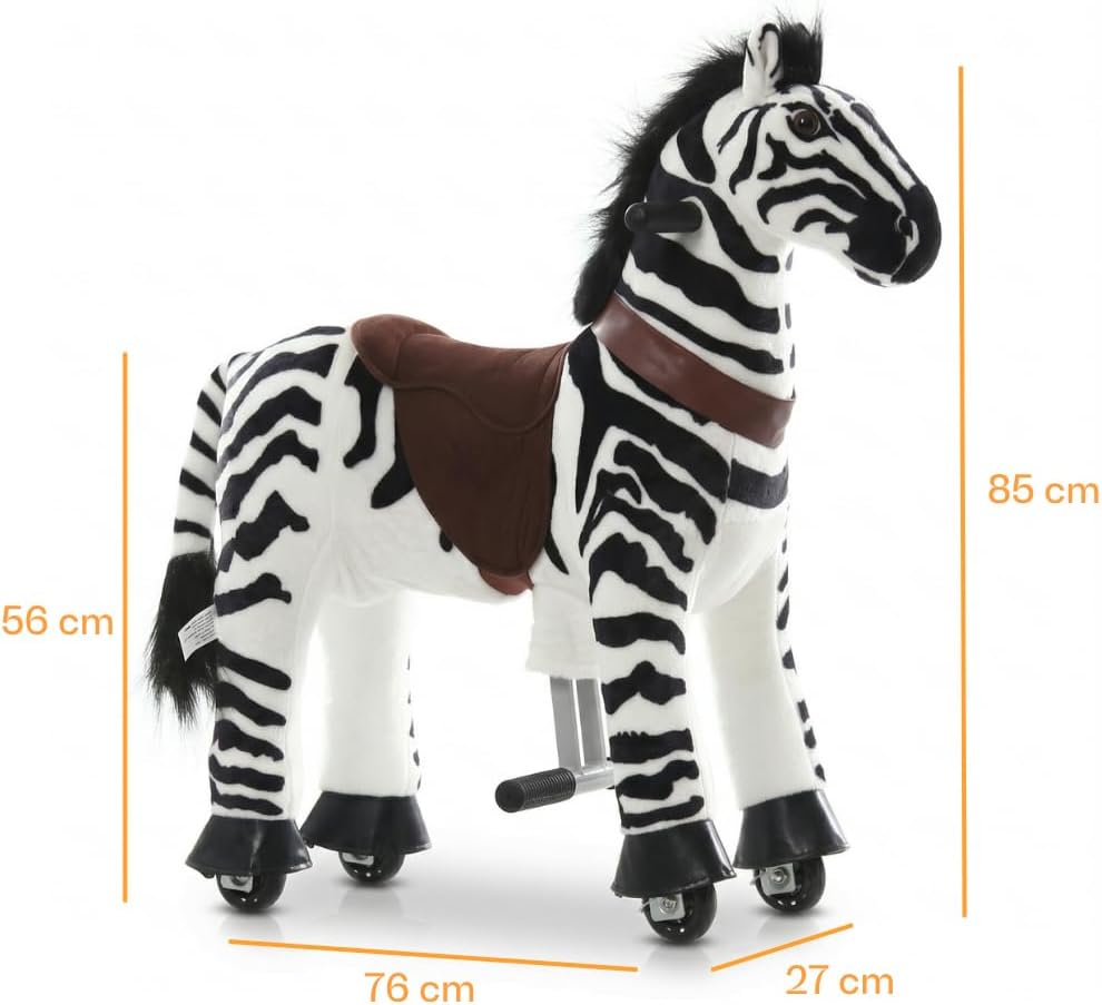 Zebra auf Rollen Klein, 4-6 Jahre, Reitpferd für Kinder, Schwarz Schwarz Klein, Schwarz Klein