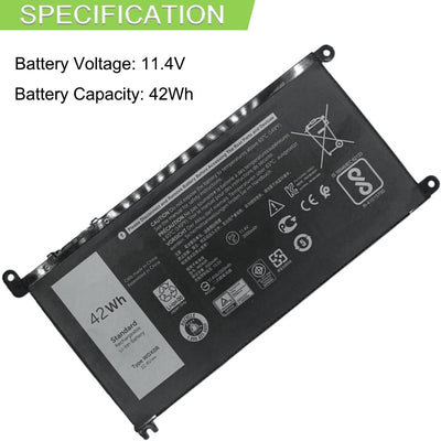 XITAIAN 11.4V 42Wh WDX0R WDXOR Ersatz Laptop Akku für Dell Inspiron 15 5568 13 7368 Series