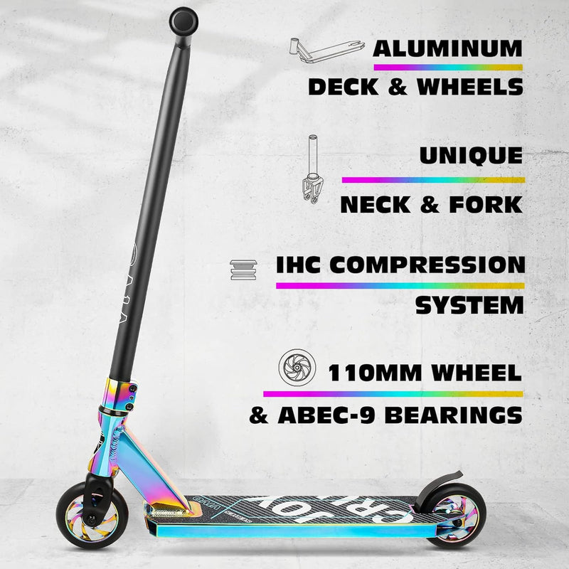 Joycruise Stunt Scooter für Kinder ab 8 Jahre & Erwachsene, Stunt Roller mit 360° Lenkung Funscooter